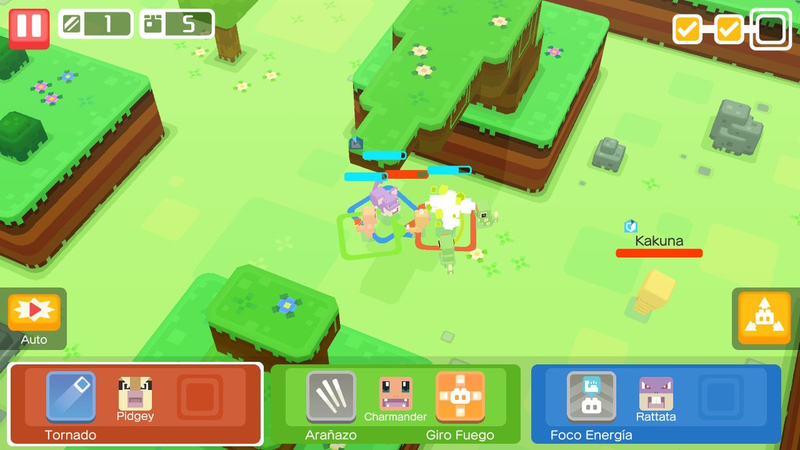 Los combates en Pokémon Quest.
